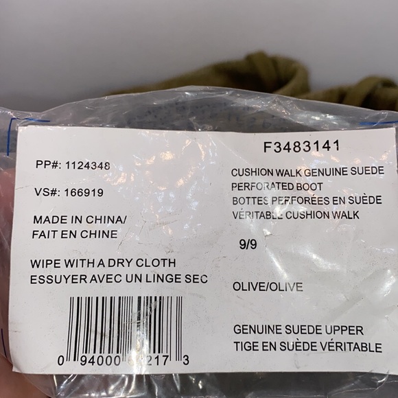 Cushion Walk Woman's Genuine Suede Perforated Heeled Boots Olive Green Size 9 - Picture 13 of 16